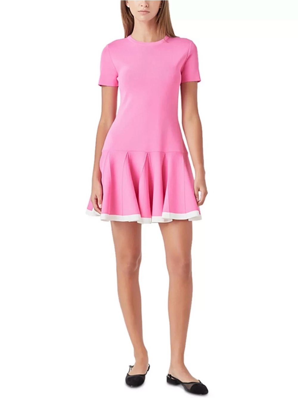 English Factory Women's Pleated Skirt Drop-Waist Dress - Pink/White - XS - NWT - Picture 1 of 8
